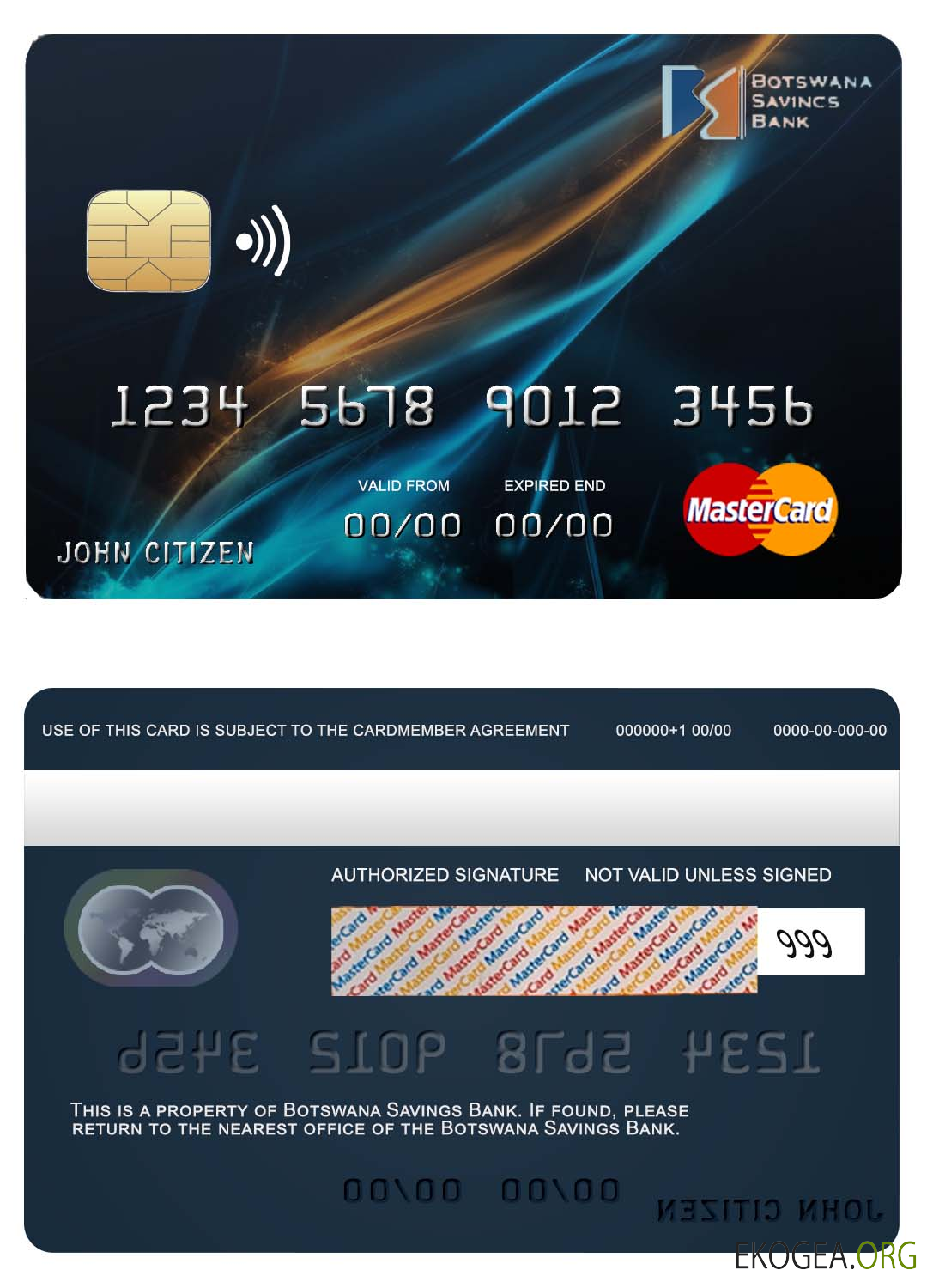 Carte Mastercard de la banque d'épargne du Botswana
